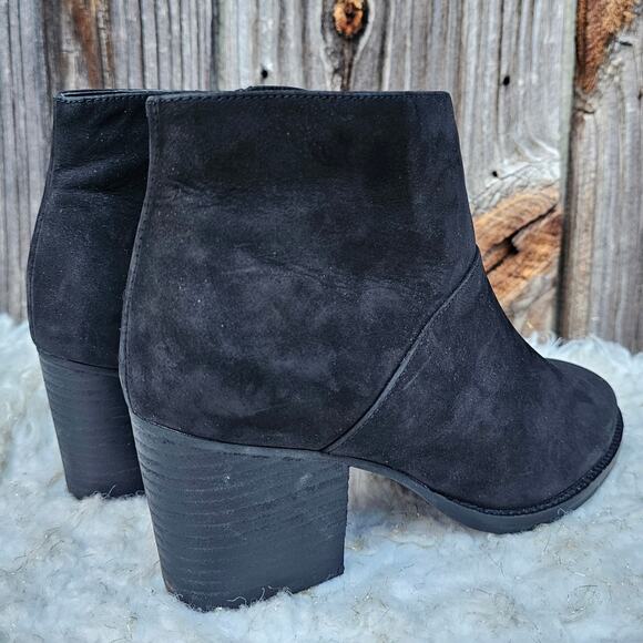 Black Ankle Bootie Blondo Nelli Size 9.5 Nubuck Leather Heel Zip Waterproof - Picture 6 of 13